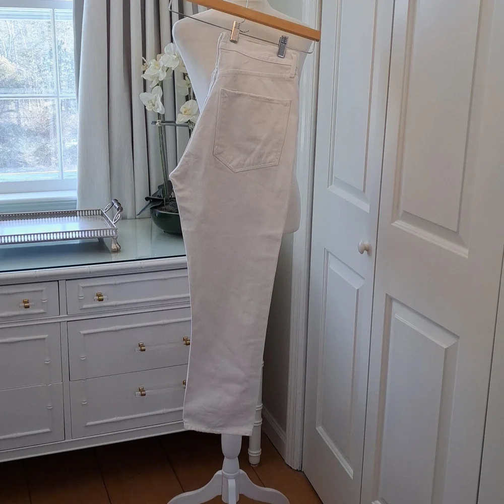 Agolde Los Angeles‎ Womens Lana 100% Cotton Frayed White Straight Ankle Jeans 29 - Picture 3 of 8